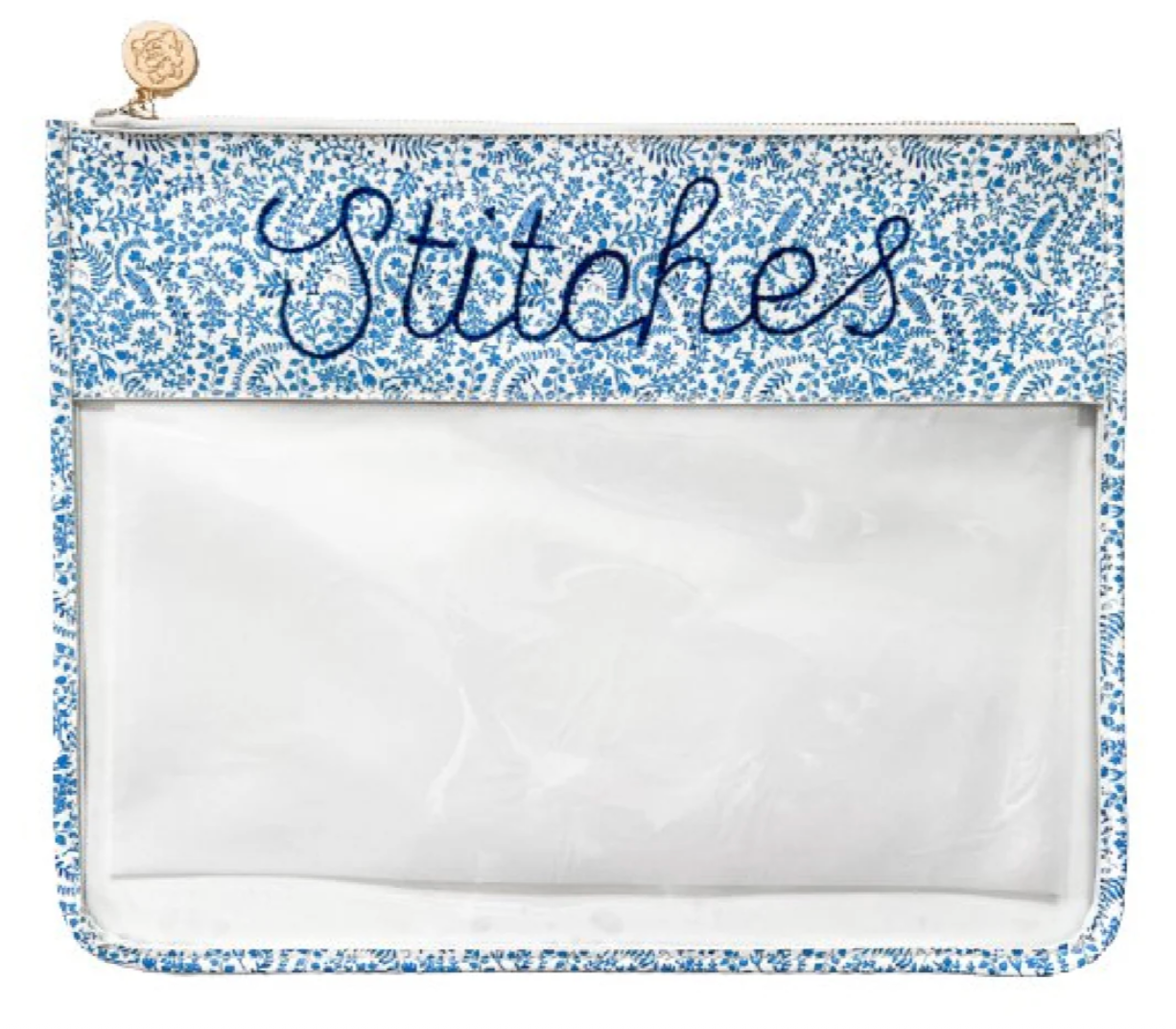 Large Stitches Project Bag with Zipper - Paisley