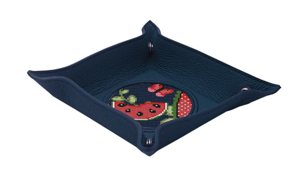 Self-Finishing Leather Snap Tray - Navy