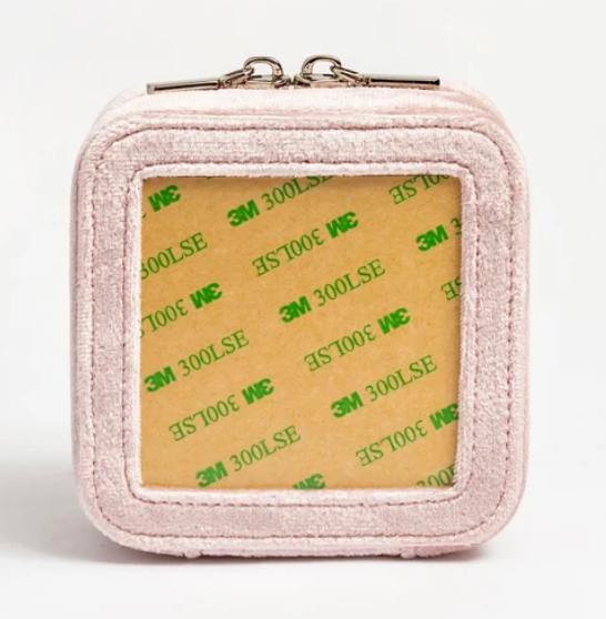 Self-finish Leather Square Jewelry Box - Pink Velvet