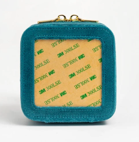 Self-finish Leather Square Jewelry Box - Peacock Velvet