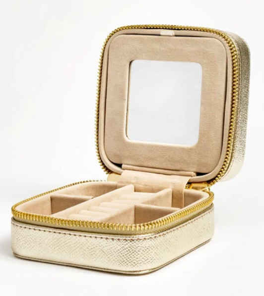 Self-Finish Leather Jewelry Jewelry Box - Gold Palm