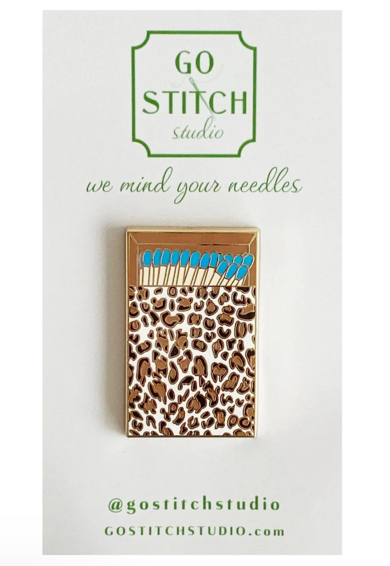 Blue Leopard Print Matchbox Needle Minder