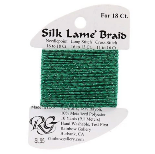 Silk Lame Braid - Medium Christmas Green SL95