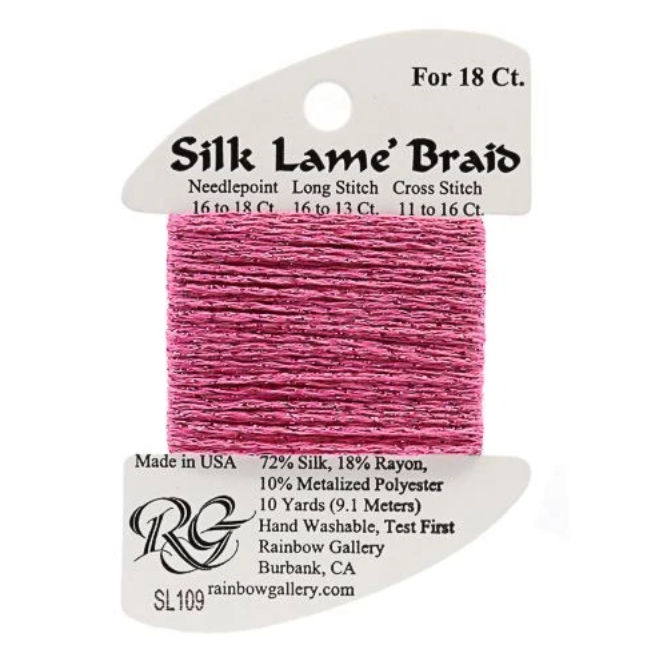 Silk Lame Braid - Medium Raspberry SL109