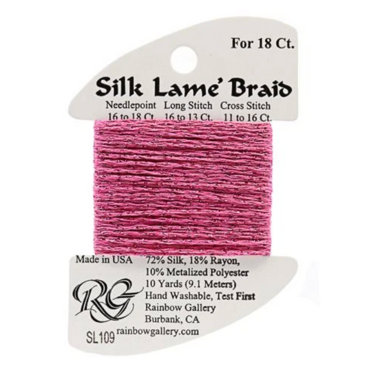 Silk Lame Braid - Medium Raspberry SL109