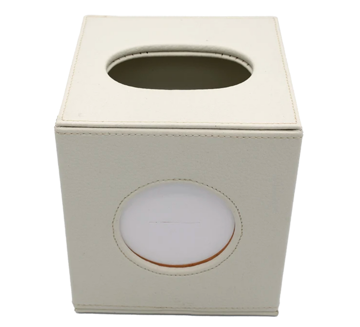 Small Leather Tissue Box - Ivory