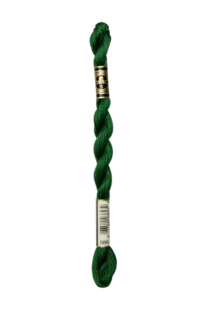 DMC Size 5 Pearl 986 Very Dark Forest Green