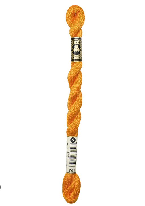 DMC Size 5 Pearl 741 Med. Tangerine