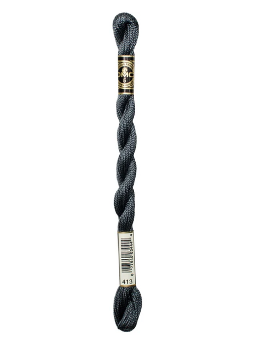 DMC Size 5 Pearl 413 Dark Pewter Gray