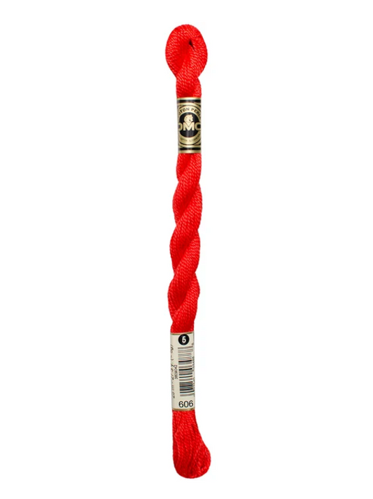 DMC Size 5 Pearl 606 Bright Orange Red