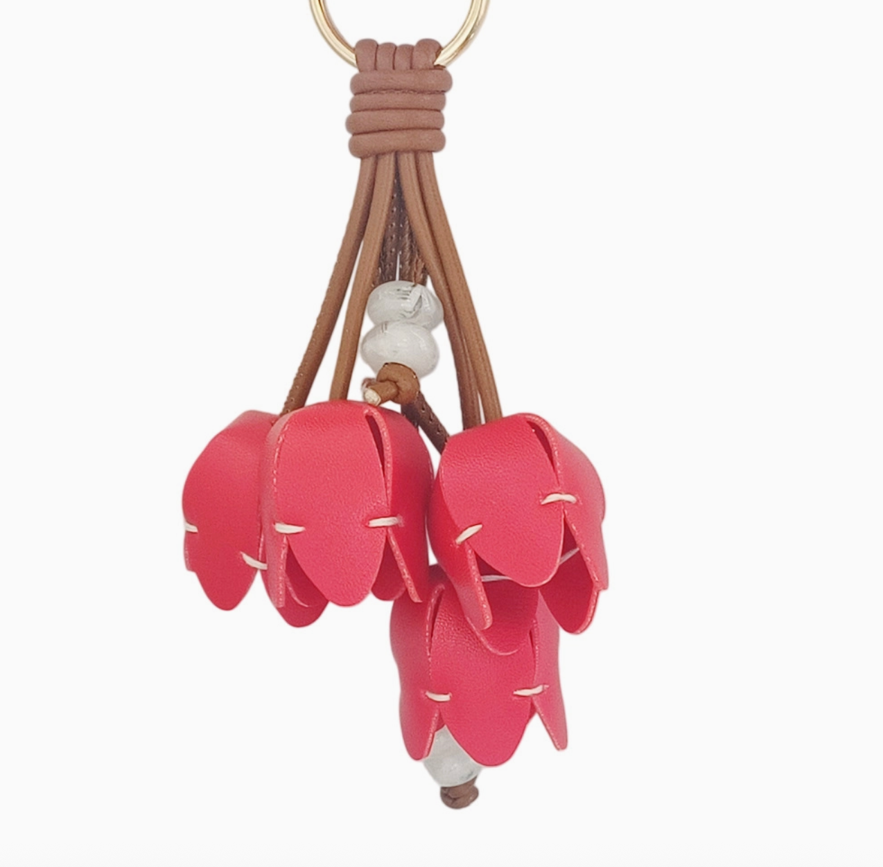 Tulip Bouquet Faux Leather Keychain Bag Charms