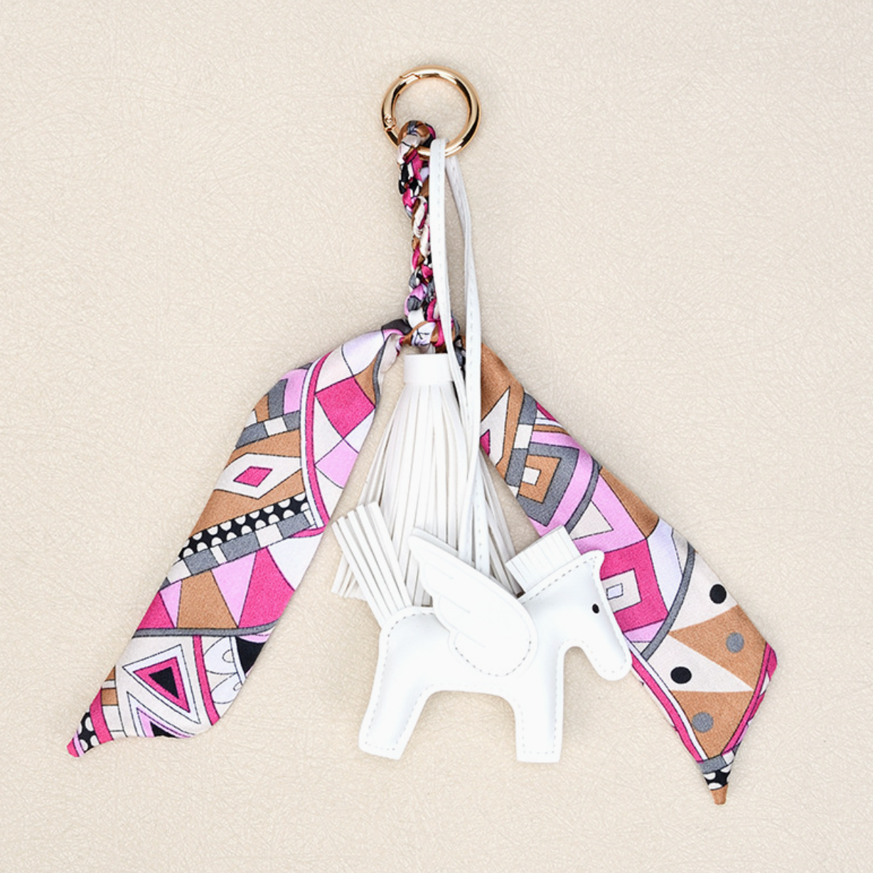 Angel Horse & Bow Scarf Tassel Bag Charm Keychain