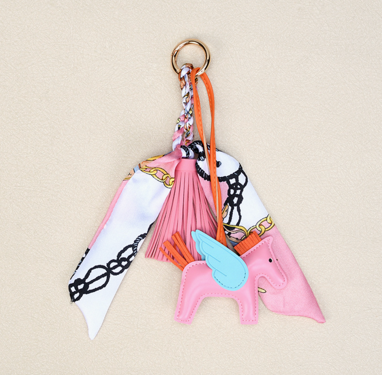 Angel Horse & Bow Scarf Tassel Bag Charm Keychain